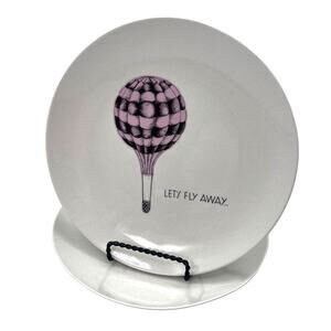 Set 2 Bloomingville Hot Air Balloon Dessert Salad Plates Pink Lets Fly Away 8"